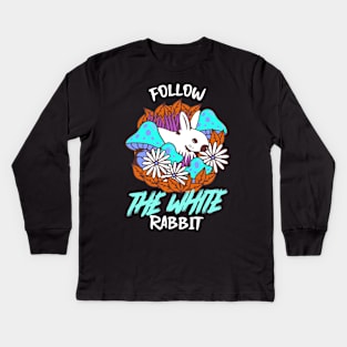 Follow The White Rabbit / Magic Mushrooms / Magic Roots Kids Long Sleeve T-Shirt